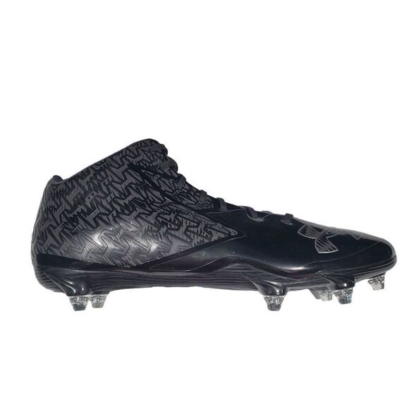NEW Under Armour UA Nitro Mid D Football Cleats Black Chrome 1258015-013. MENS S - Picture 2 of 16
